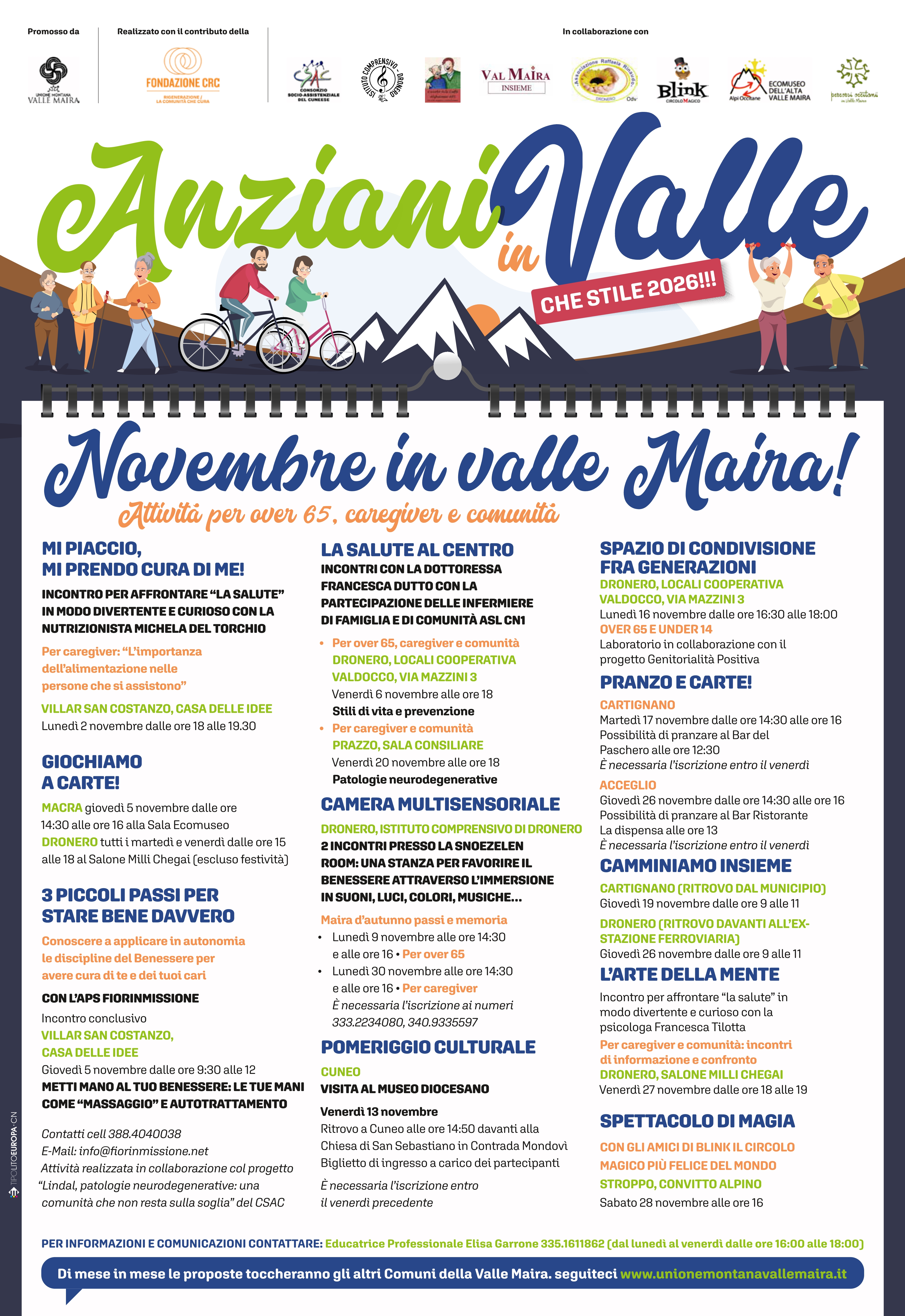 Anziani in Valle: le attività di novembre 2026